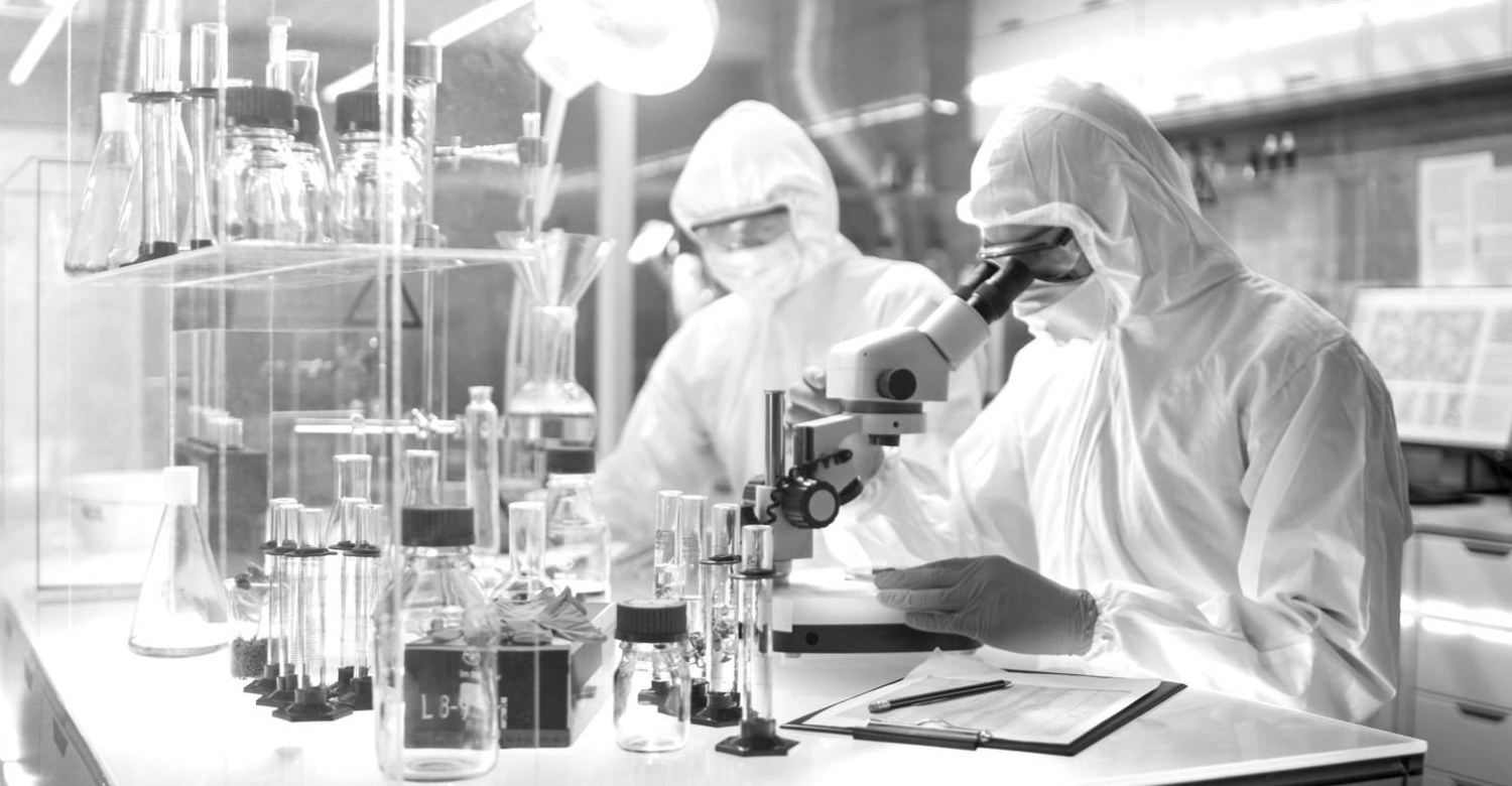 Scientists working in a biotech laboratory